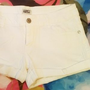 White cuffed shorts